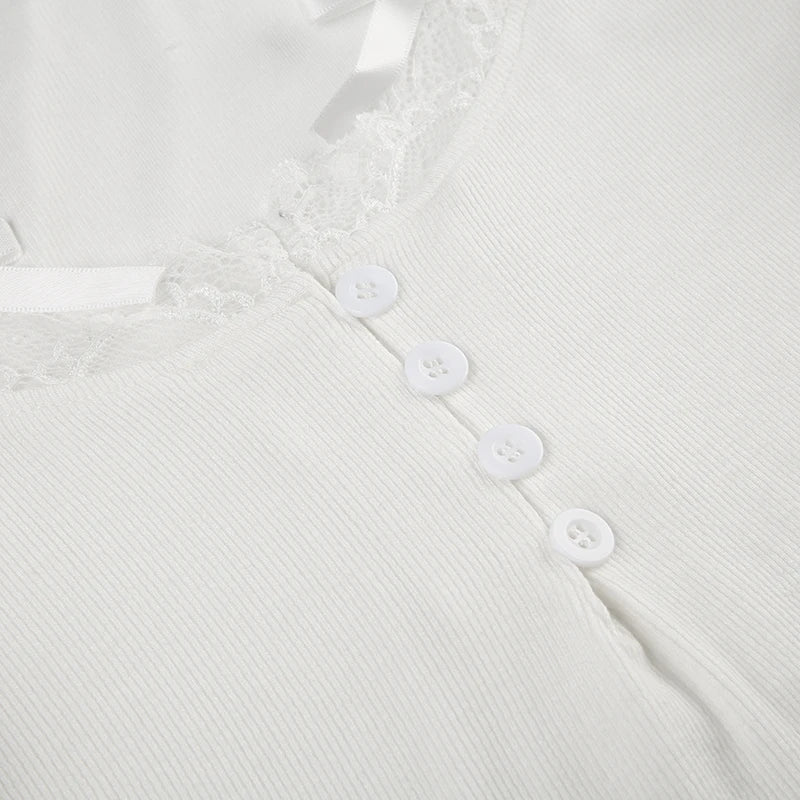 Halter Button Up Lace Tees