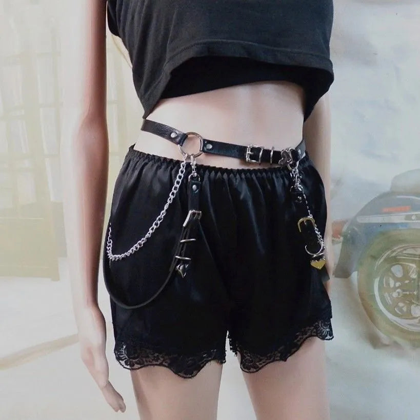 Faux Leather Belt with Metal Waist Chain