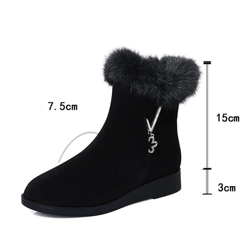 Black Chelsea Faux Suade Fur Boots