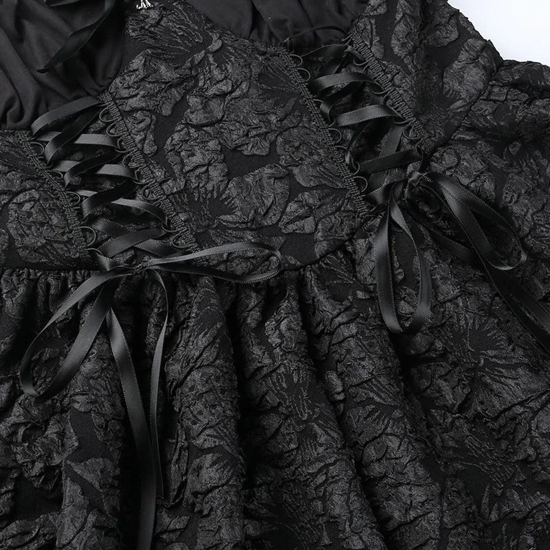 Black Jacquard A-line Dress