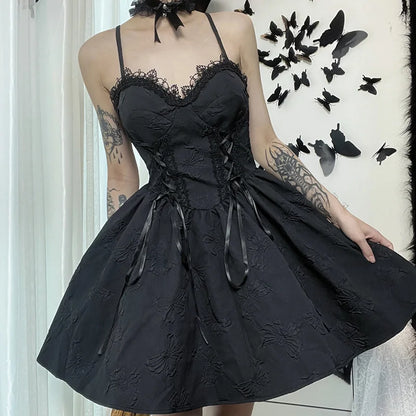 Black Jacquard A-Line Dress