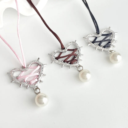 Heart Bow Tie Love Metal Heart Necklaces