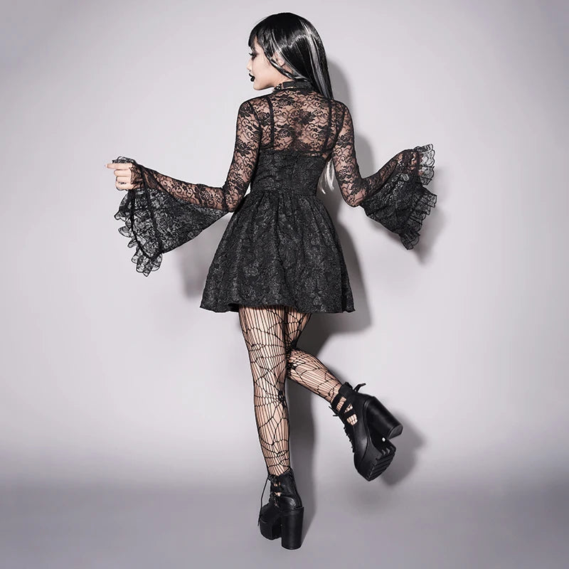 Black Goth Sheer Lace Shrug Top