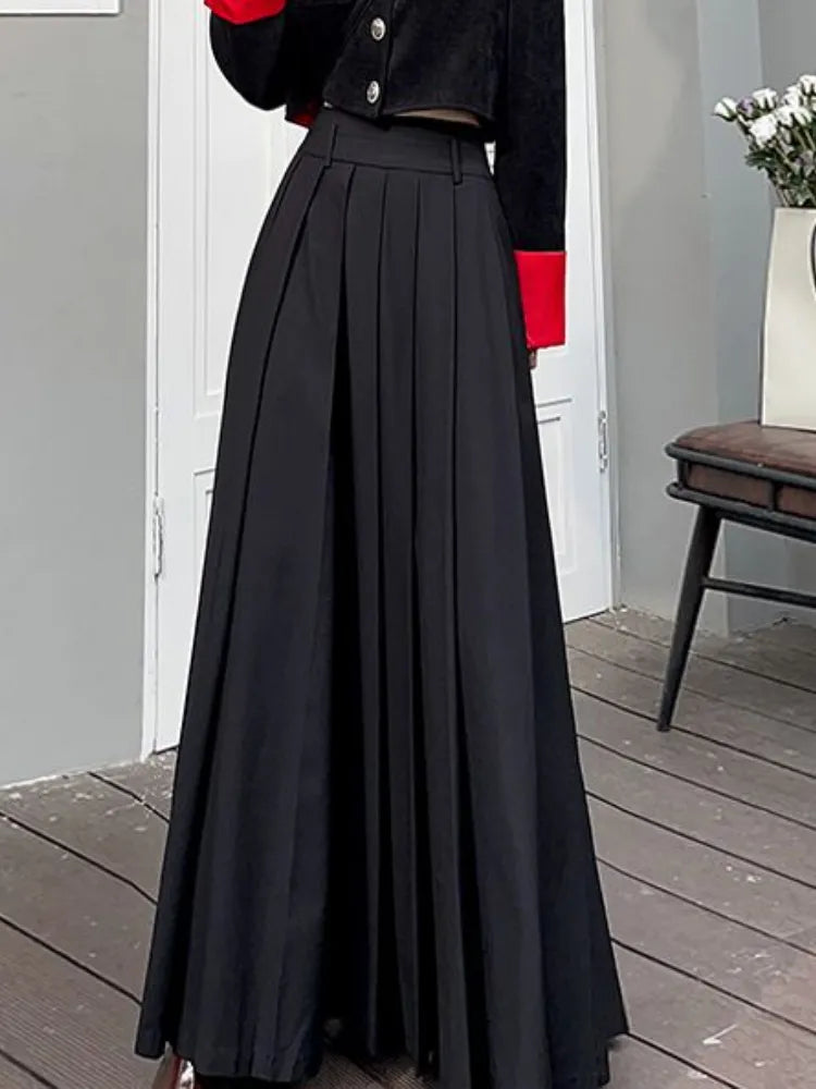 Pleated Floor Length Solid Skirts