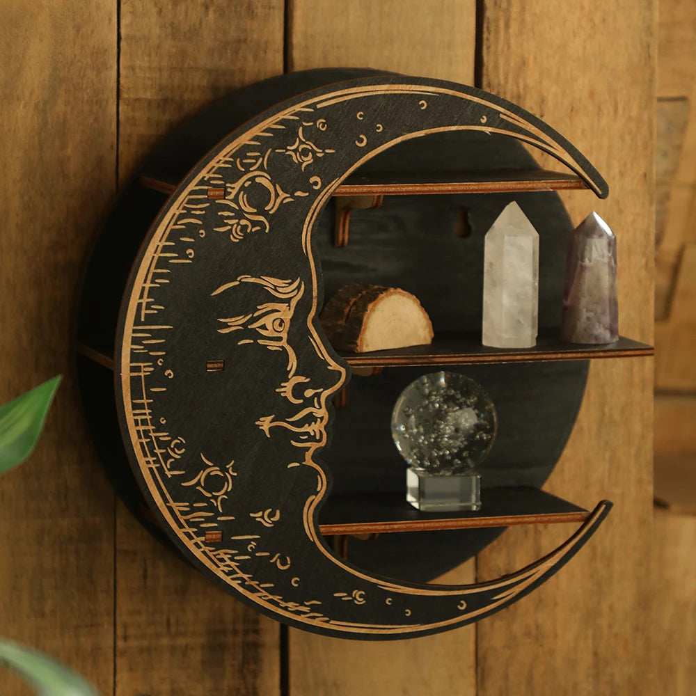 Wooden Moon Face Shelf