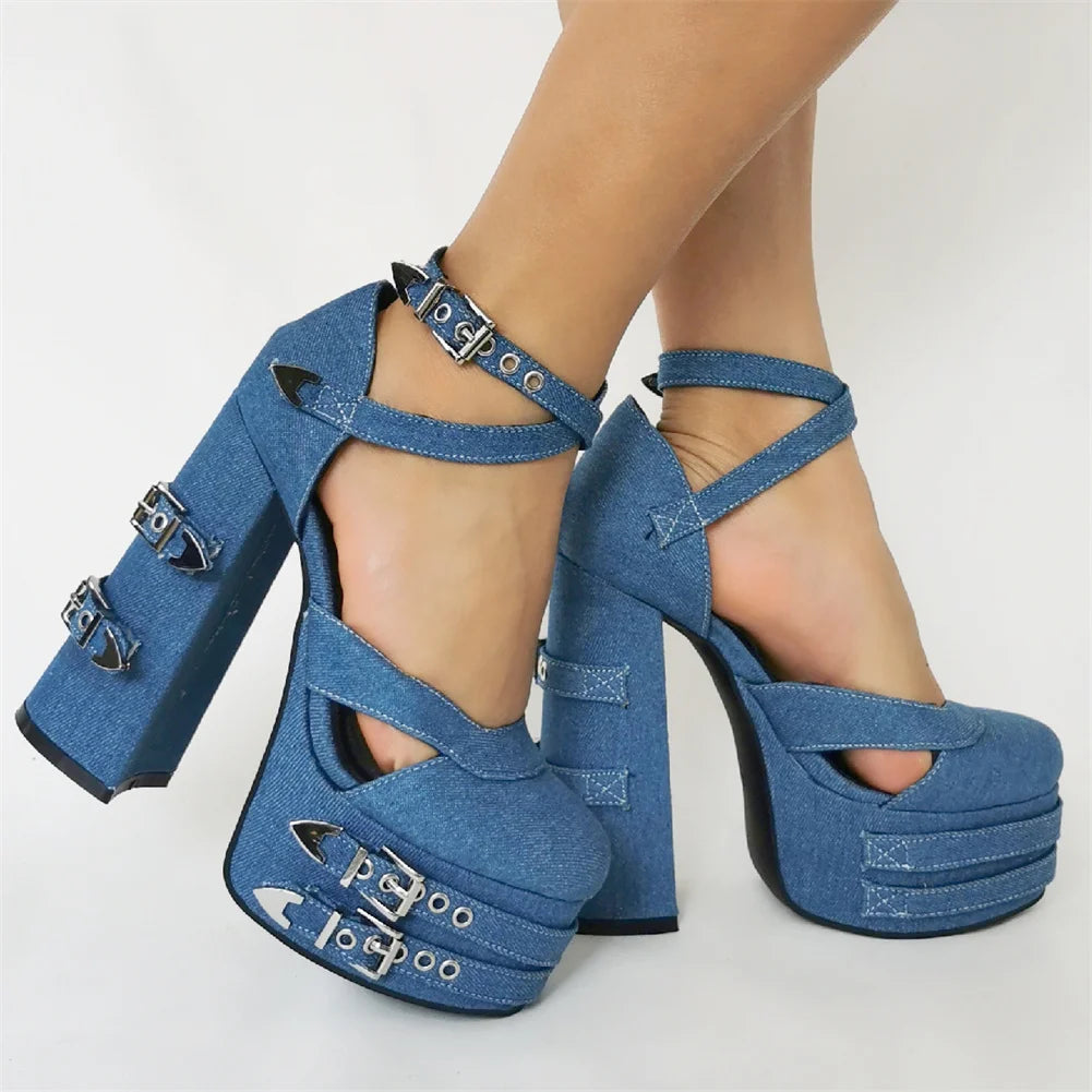 Gothic Buckle High Heels