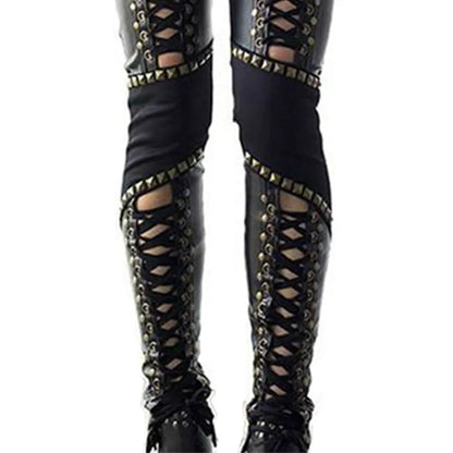 Faux Leather Lace Up Pants