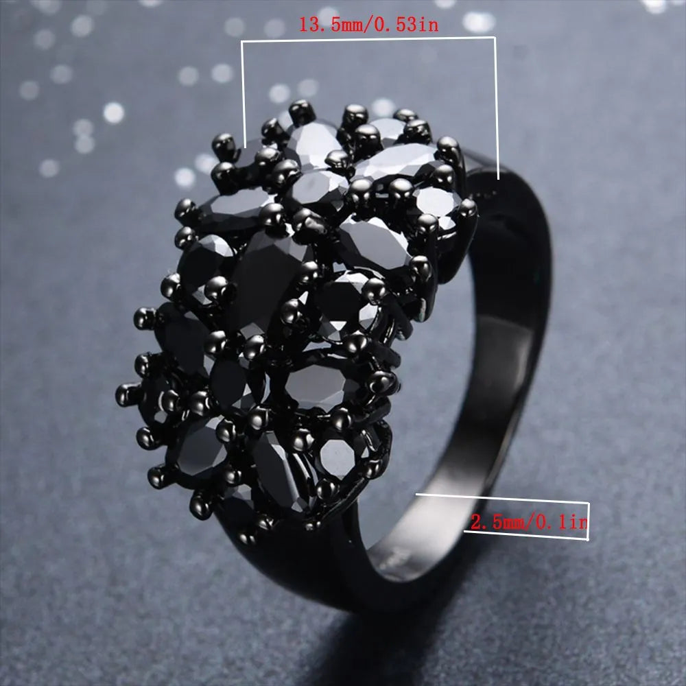 Black Stone Inlaid Fashion Rings