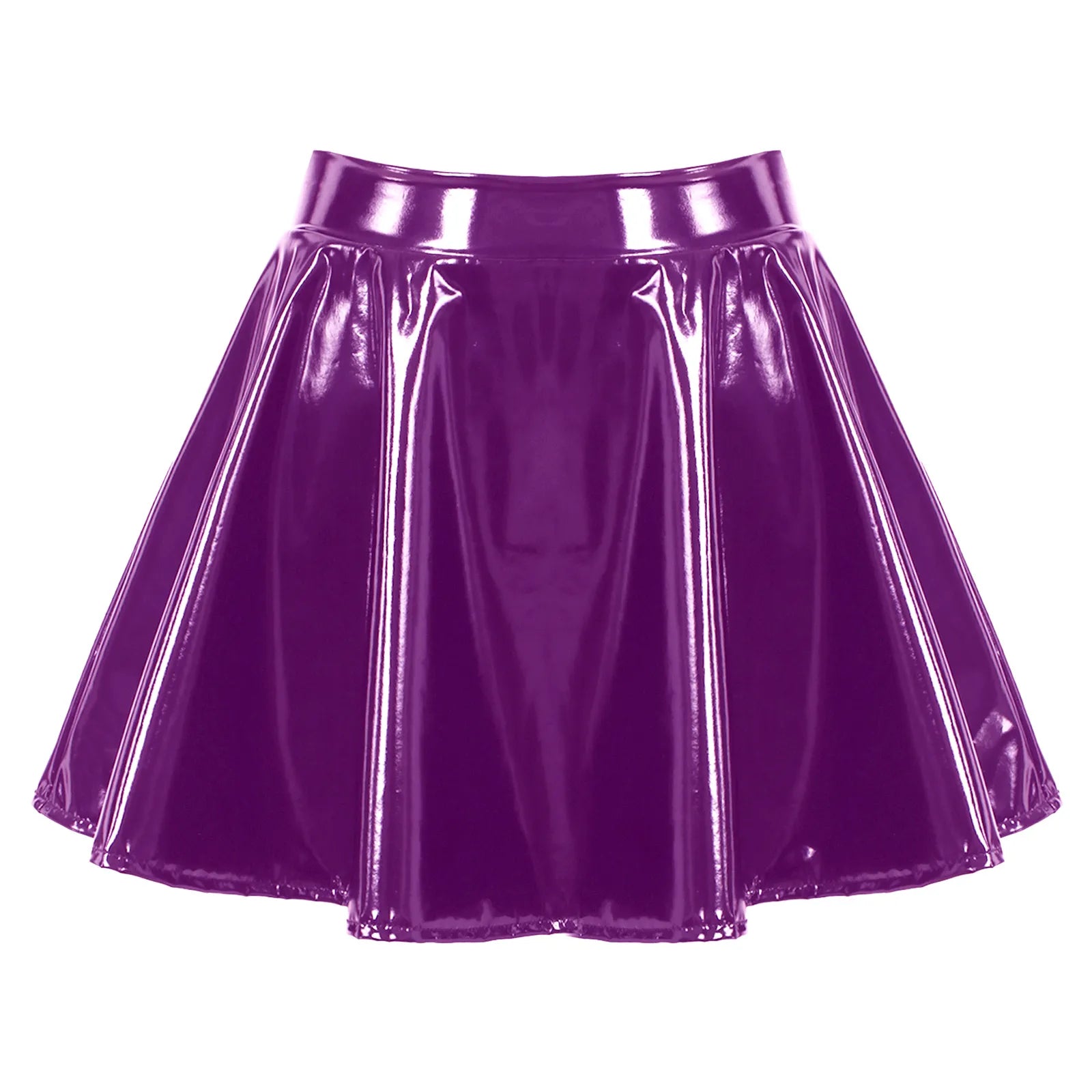 Step Into Bold Elegance with Our Patent Leather Flared Miniskirts ...