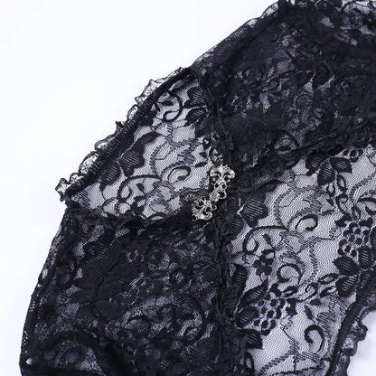 Black Goth Sheer Lace Shrug Top