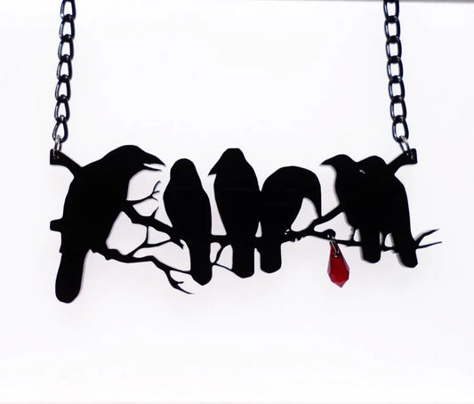 Goth Black Murder of Crows Necklace
