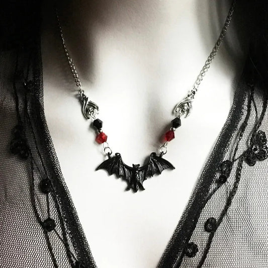 Crystal Bead Bat Necklace