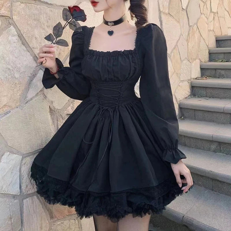 Lolita Puff Sleeve Goth Dresses