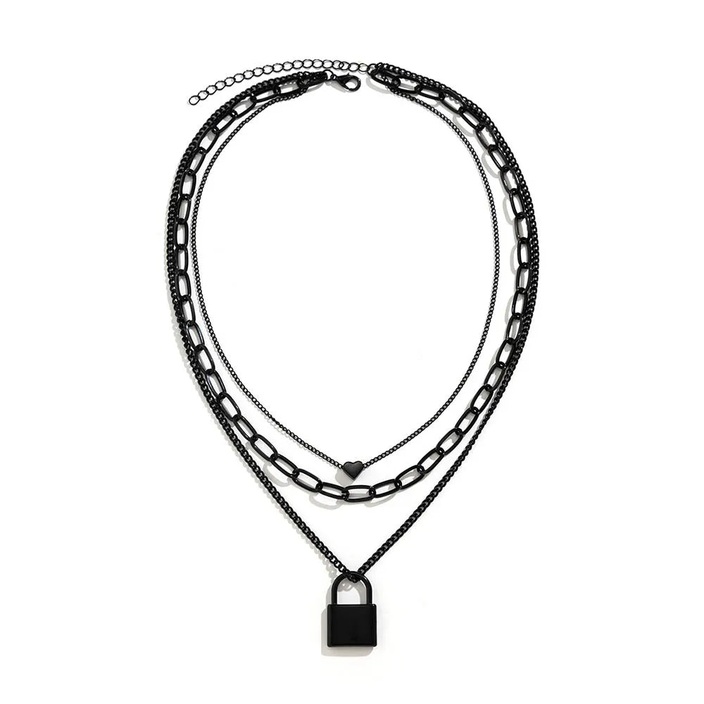 Multi-Layer Lock Chain Necklace