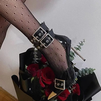 Sexy Pointed Metal Buckle High Heels