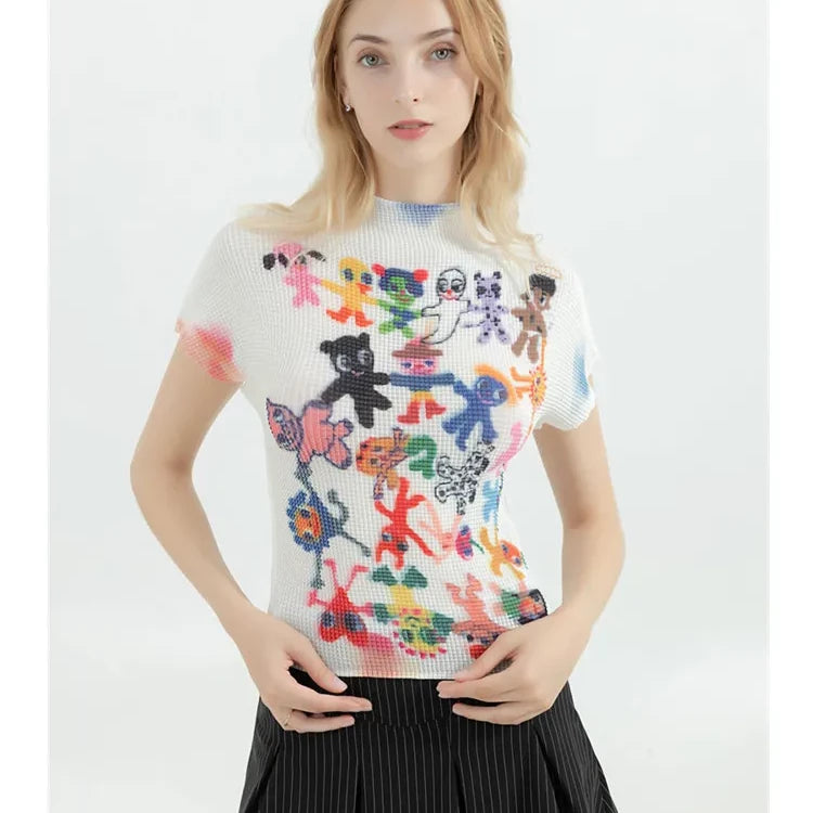 Graffiti Graphic Print Short Sleeve Tee Top