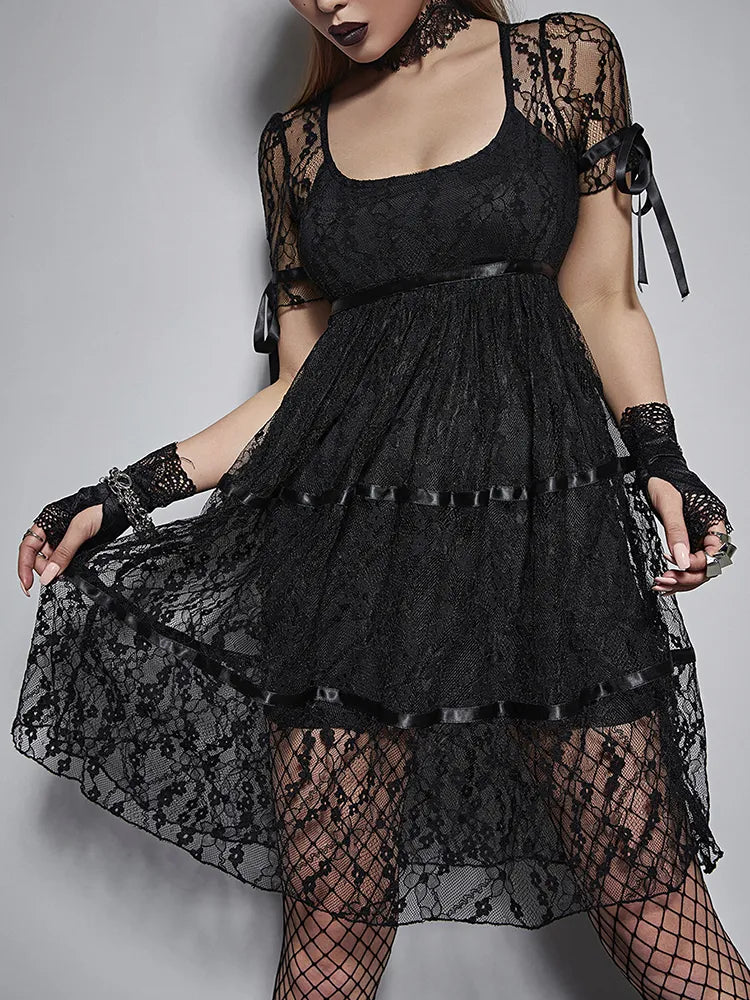 Black Lace See Through Dress