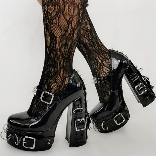 Gothic Buckle High Heels