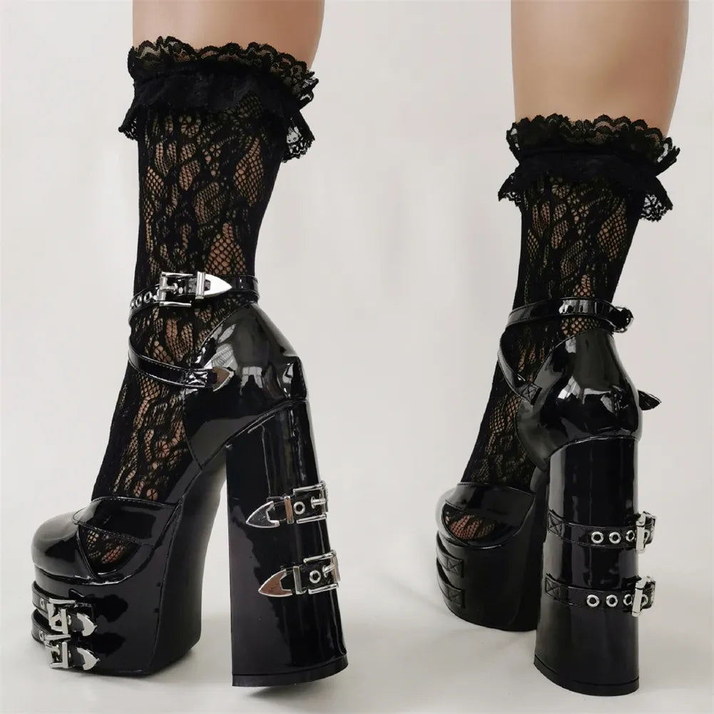 Gothic Buckle High Heels