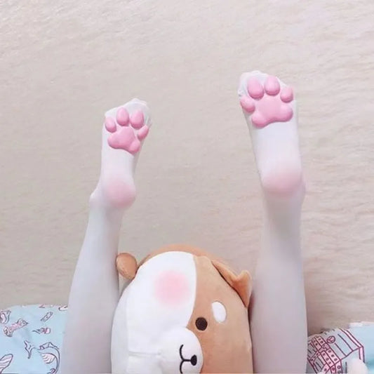 Cute 3D Cat Paw pad Thigh High Socks