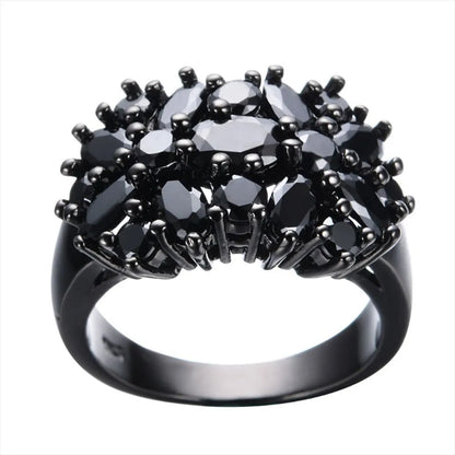 Black Stone Inlaid Fashion Rings