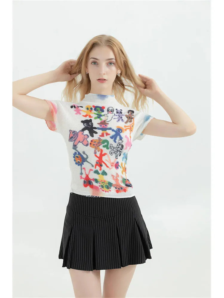 Graffiti Graphic Print Short Sleeve Tee Top