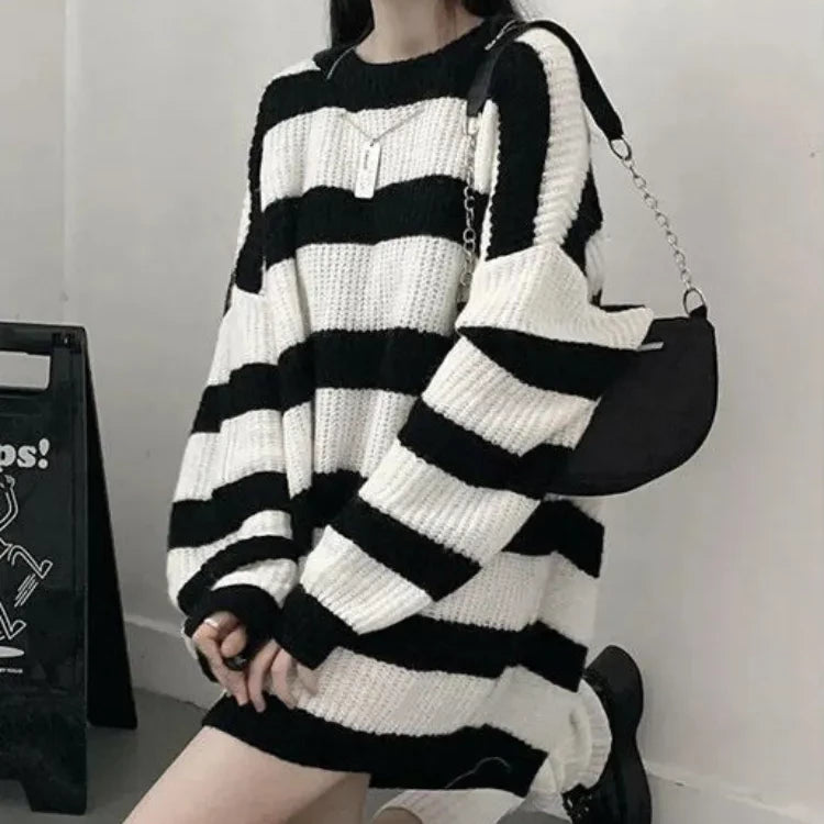 Gothic Knitted Stripes Sweater