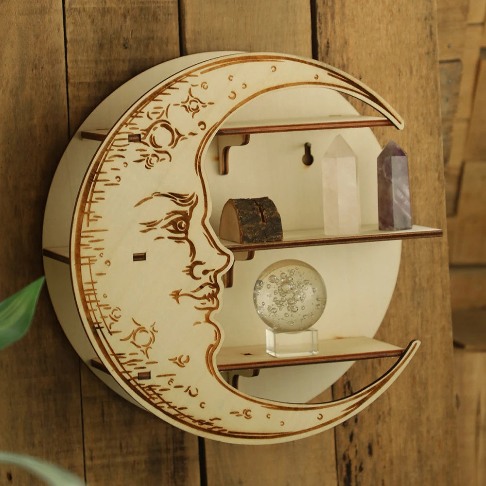 Wooden Moon Face Shelf