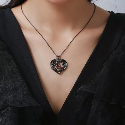 Skull Black Heart Pendants Necklaces