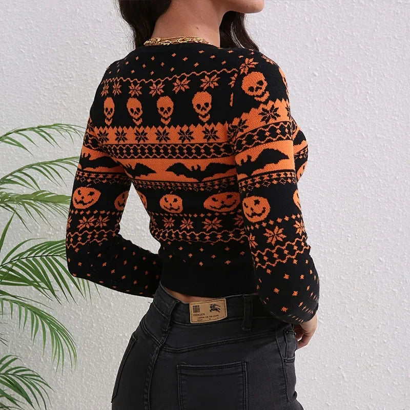 Sexy Halloween Contrast Jacquard Sweater