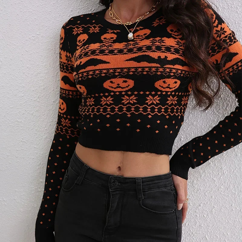 Sexy Halloween Contrast Jacquard Sweater