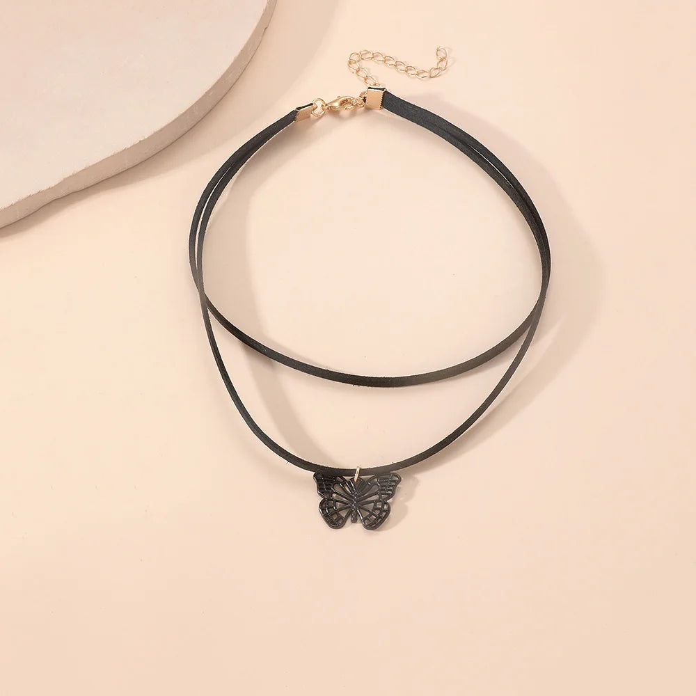 Vintage Black Velvet Butterfly Choker