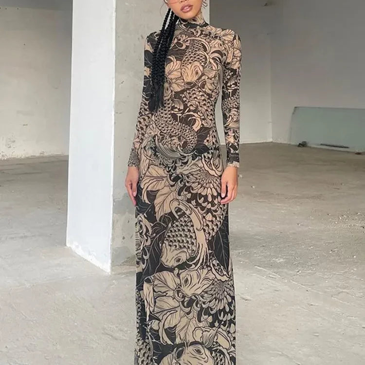 See Through Mesh Long Dress