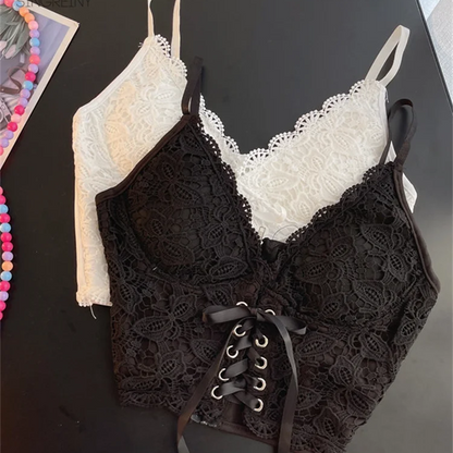 Sexy Lace Strap Crop Tops Camisole