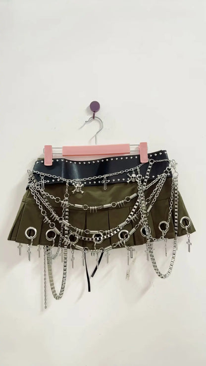 Auburn Mini Skirt With Chains and Crosses