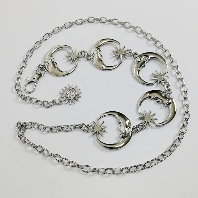 Vintage Silver Moon Pendant Belt