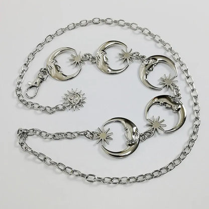 Vintage Silver Moon Pendant Belt